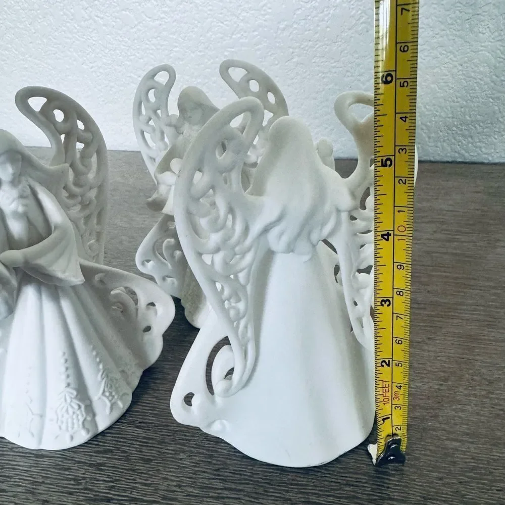 Christmas Holiday Ceramic Angel Figurine Bells 3-pc Set